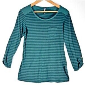 Kuhl Teal Striped Long Sleeve Shirt Size M